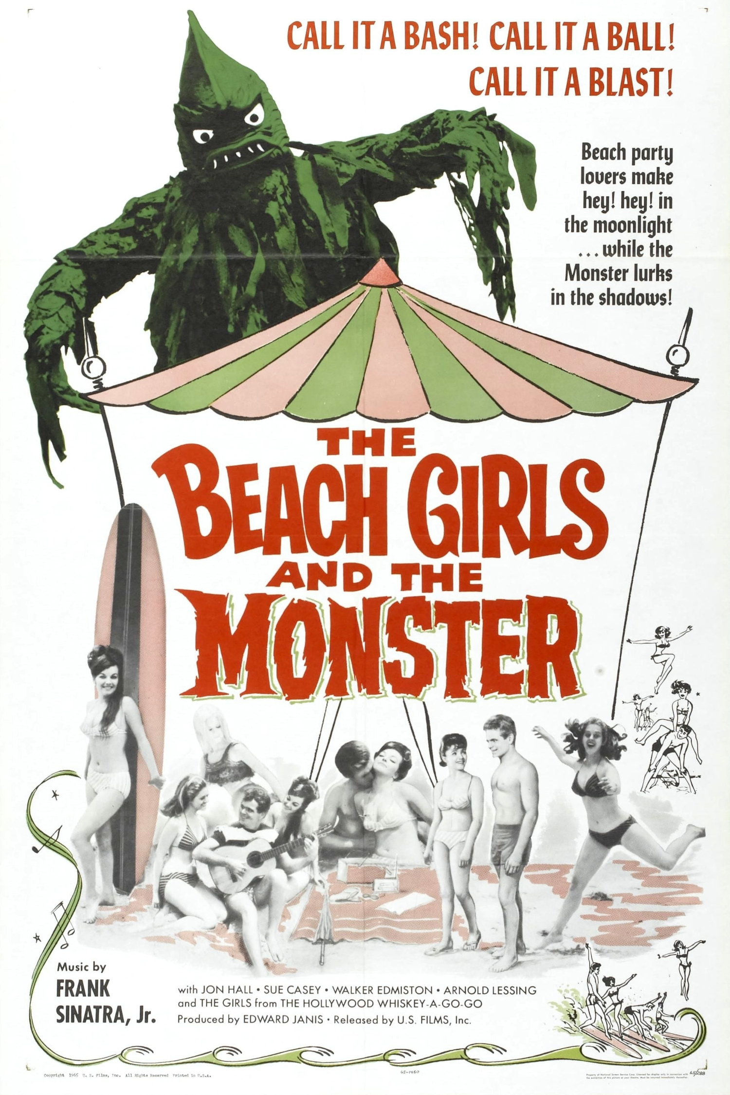 The poster for the movie. It shows a goofy-looking sea monster and a teenage clique.