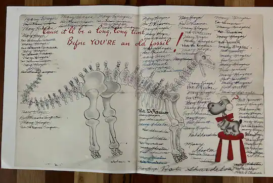 The birthday card Pat DeReamer and Mary Kroger have been exchanging since 1944, shown in 2002. (Courtesy of Don Kroger)